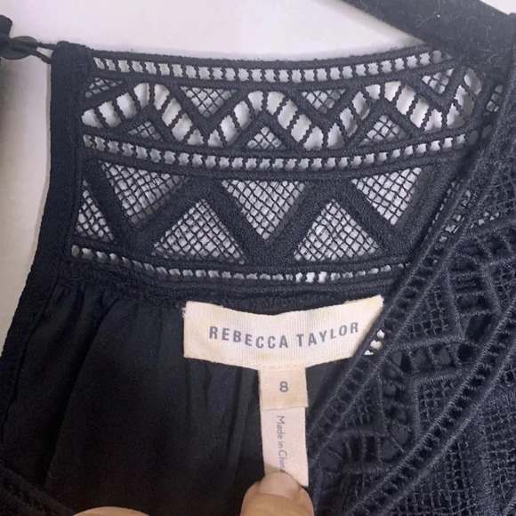 Rebecca Taylor SHORT SLEEVE CREPE AND LACE DRESS SIZE 8 - Picture 6 of 8